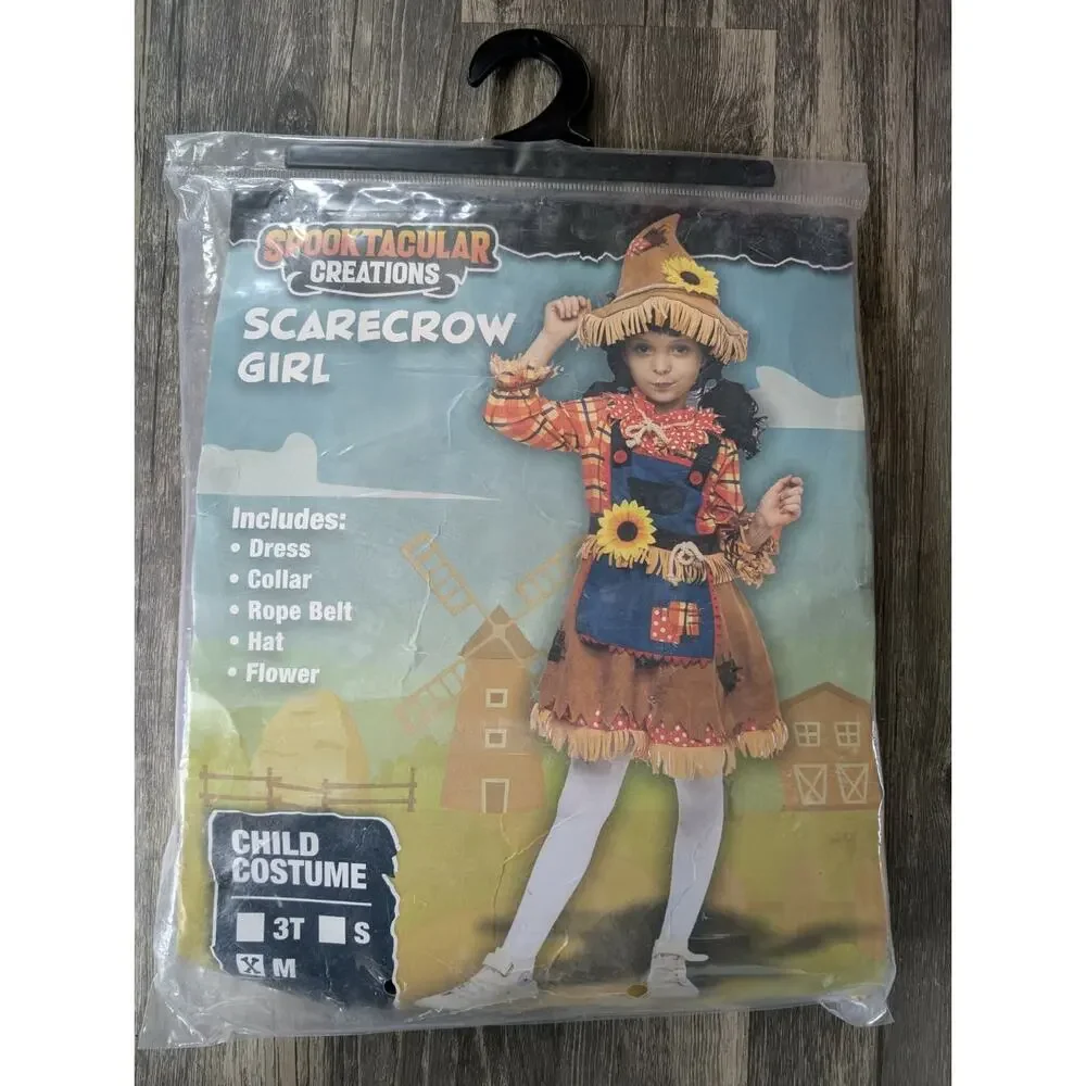 NEW Spooktacular Creations Sunflower Sweet Scarecrow Halloween Costume Girls M